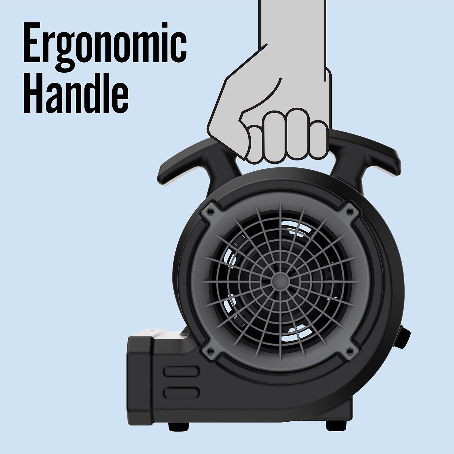 Lasko BlueDri Portable 1/8 HP Mini Multi-Purpose Air Mover Blower Utility Fan for Home, Carpet and Floor Drying, Black, BD-VP-15-BK, Medium Lasko