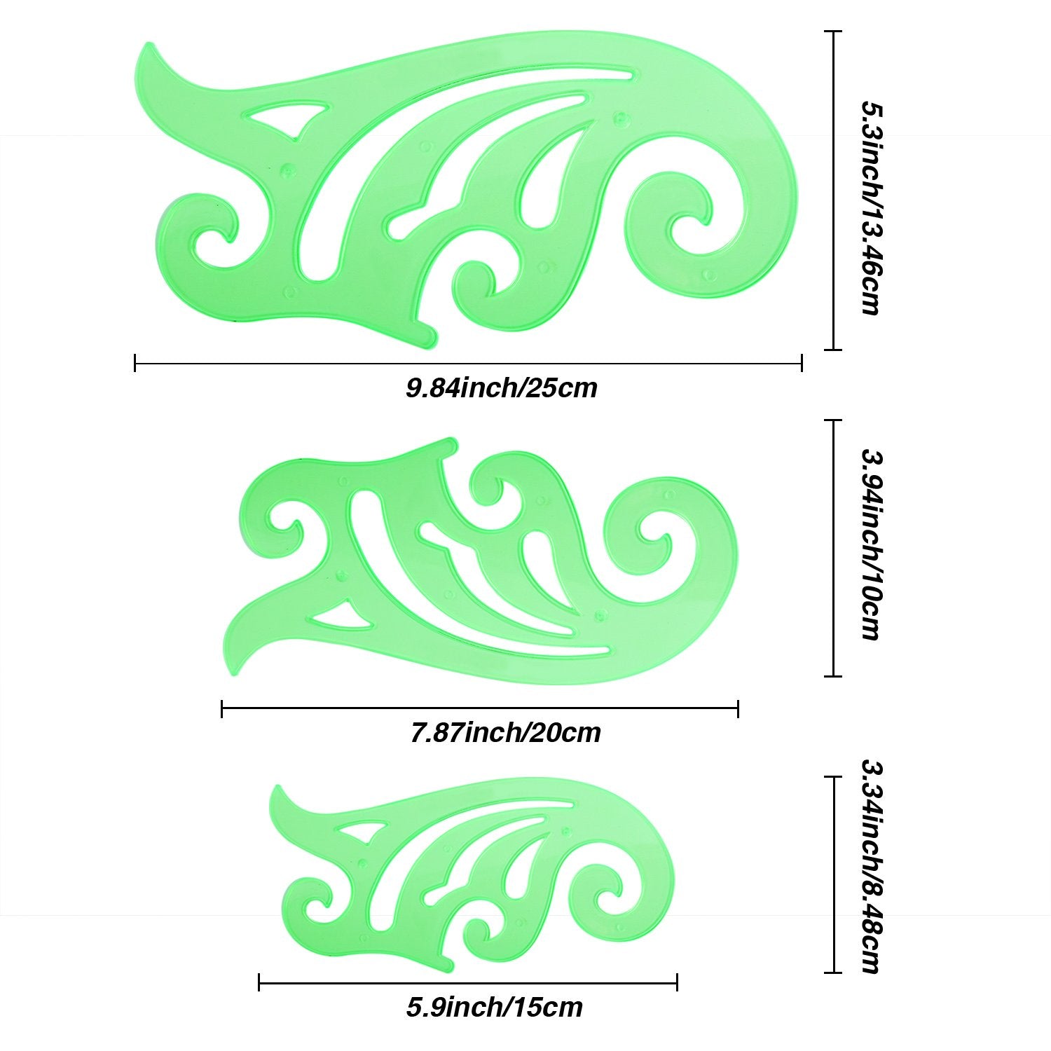 6 Pieces Plastic French Curve Ruler Multi-Function Comic Template Tool Set for Drafting Drawing Template, 6 Assorted Sizes TecUnite