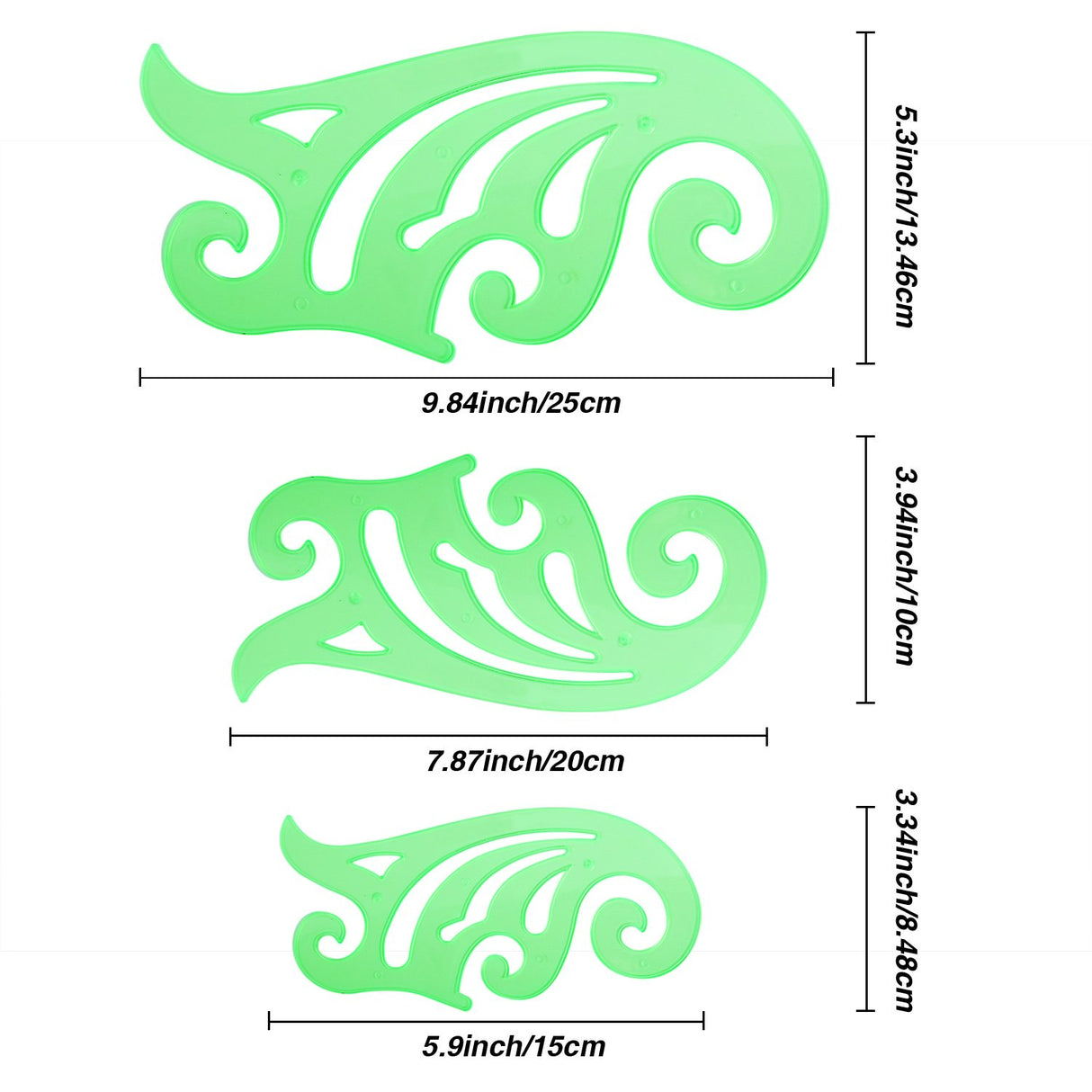 6 Pieces Plastic French Curve Ruler Multi-Function Comic Template Tool Set for Drafting Drawing Template, 6 Assorted Sizes TecUnite