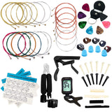 LOMEVE Guitar Accessories Kit Include Acoustic Strings, Tuner, Capo, 3-in-1 Restring Tool, Picks, Pick Holder, Bridge Pins, Nuts & Saddles, Finger LOMEVE