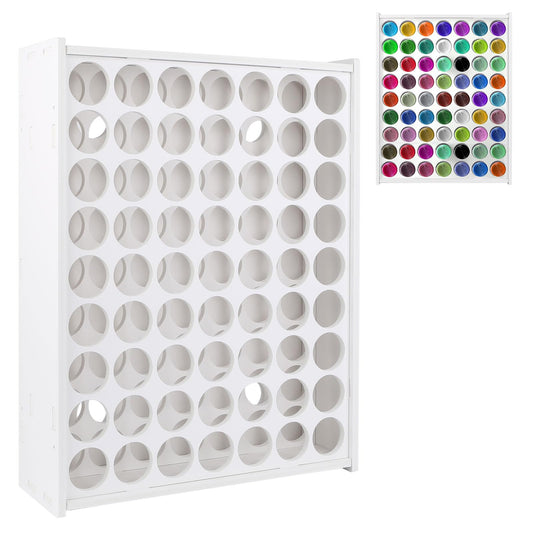 YUIONNAY Craft Paint Storage-Paint Rack Organizer with 63 Holes for Miniature Paint Set - Wall-Mounted Craft Paint Storage Rack - 2oz Craft Paint - WoodArtSupply