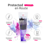 Watercolor Brushes Professional Synthetic Set - 6 Faux Squirrel Artist Watercolor Paint Brushes for Gouache, Acrylics, Ink and Wet Media. ZenART Supplies