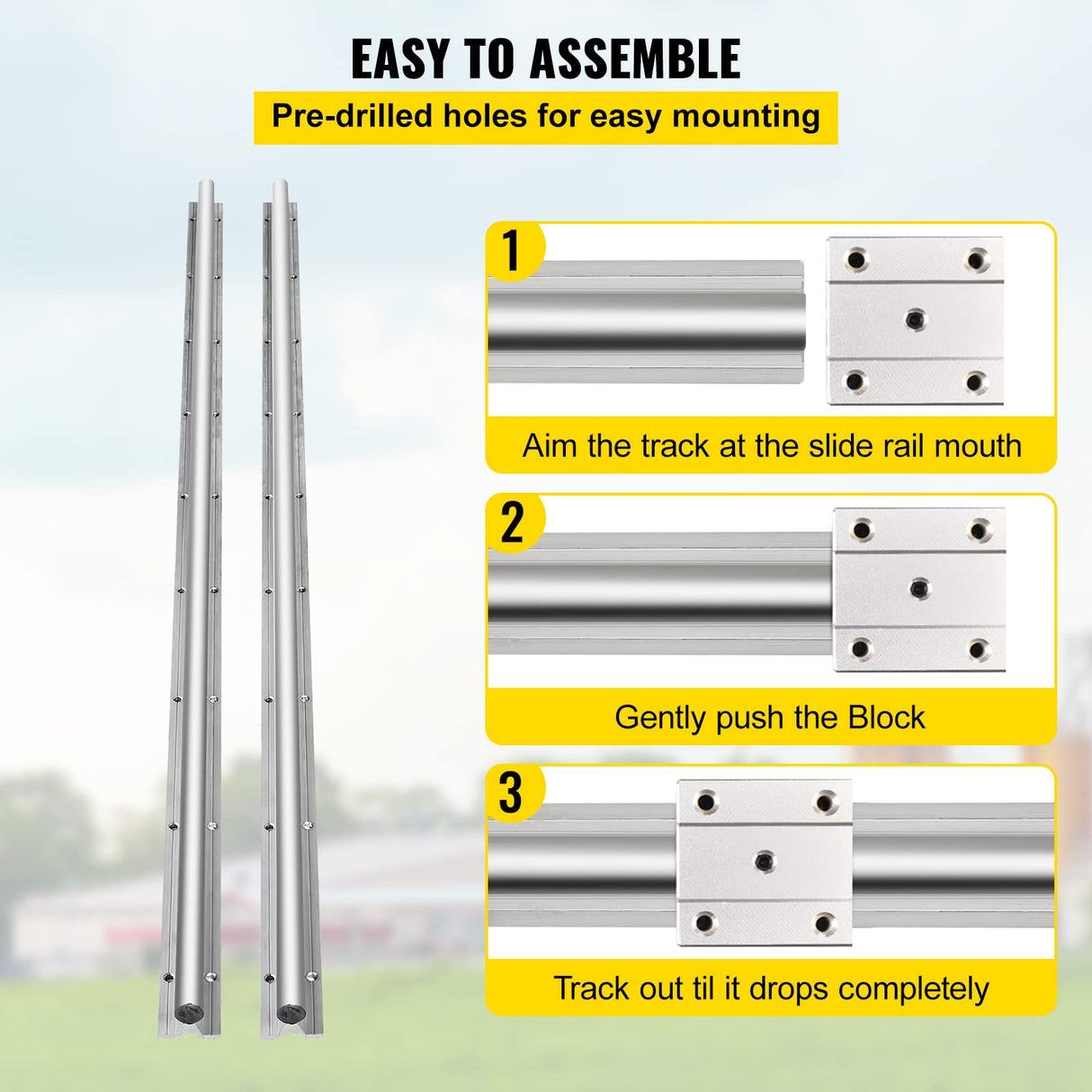 OrangeA Linear Rail 2PCS SBR20-1500mm Linear Slide Rail 4PCS SBR20UU Bearing Block CNC Kit Linear Rails and Bearings Kit CNC Rails Linear Rail Set OrangeA