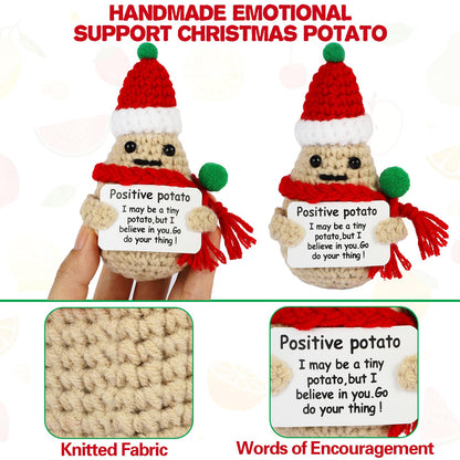 DAFURIET Mini Funny Positive Christmas Potato, 3 inch Knitted Wool Christmas Doll with Positive Card for Cheer Up Gifts and Party - WoodArtSupply