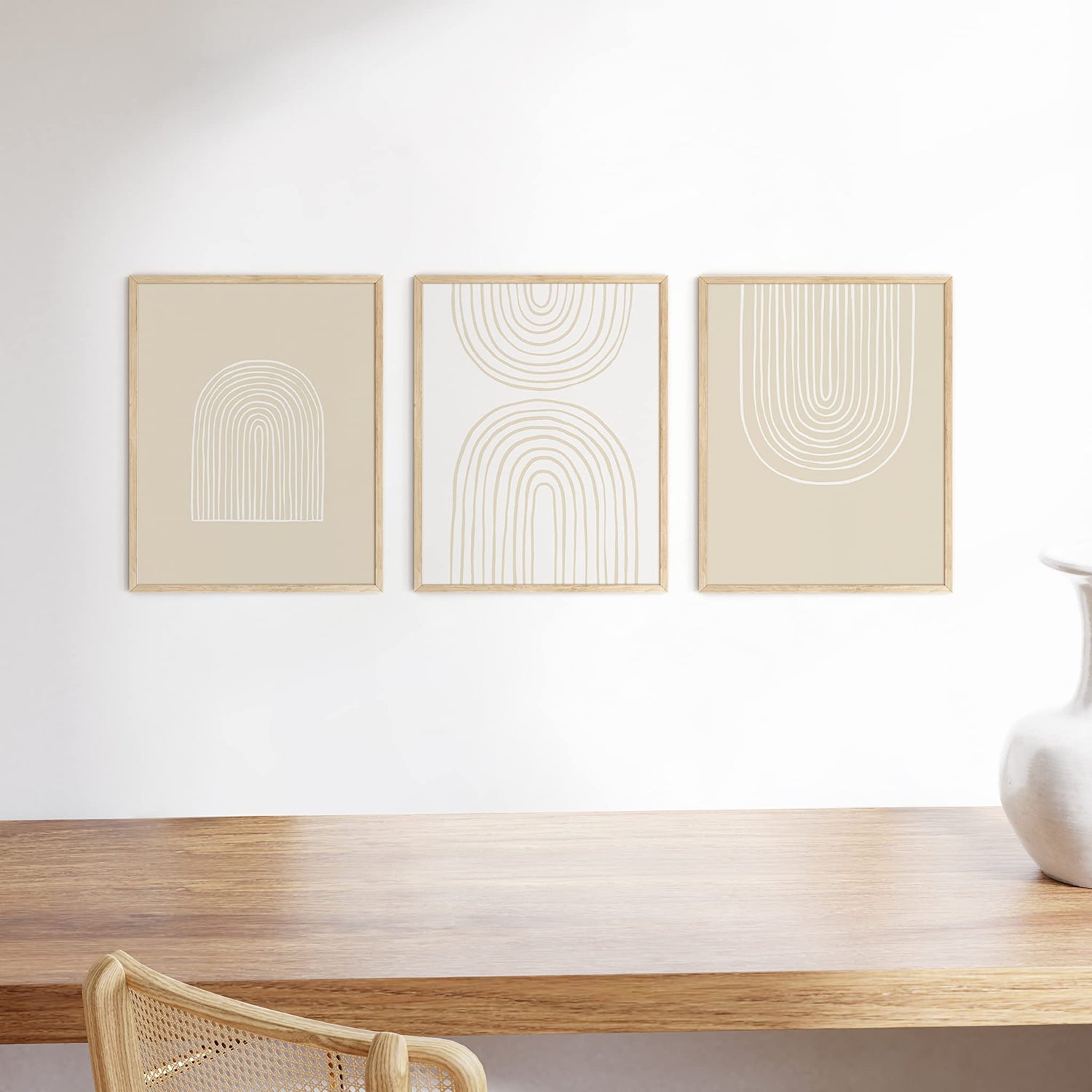 HAUS AND HUES 11"x14" Beige Oak Wood Frames Set of 3-11x14 Wood Frame, 11x14 Picture Frame Wood, 11x14 Frame 3 Pack, 11x14 Picture Frame Set of 3, HAUS AND HUES