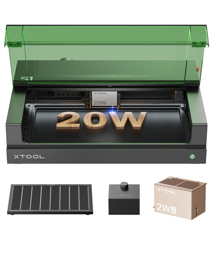 xTool S1 20W Enclosed Diode Laser Engraver and Cutter Includes Smart Air Assist, Honeycomb, 1064nm Infrared Laser Module for Woodworking, Jewelry - WoodArtSupply