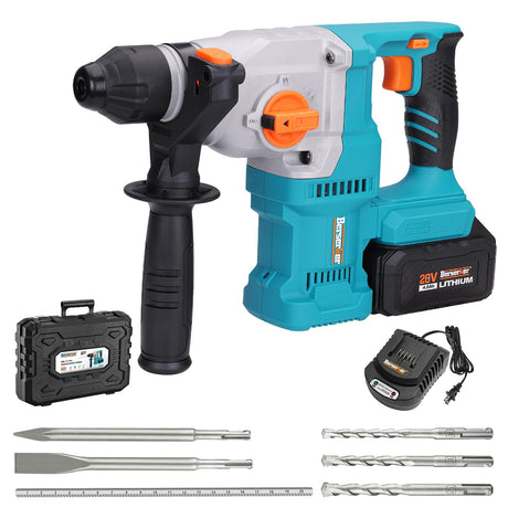 Berserker 20V Cordless 1-1/8" Rotary Hammer Drill SDS-Plus Brushless Motor with Safety Clutch, 4.0Ah Lithium-Ion Battery Powered, 3.0A Fast Charger, Berserker