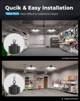 toberich 2-Pack Plug in Garage Light, 200W 20000LM Linkable LED Shop Light w/Pull Chain(ON/Off), 6+1 Deformable Panels, 6500K LED Ceiling Lights for toberich