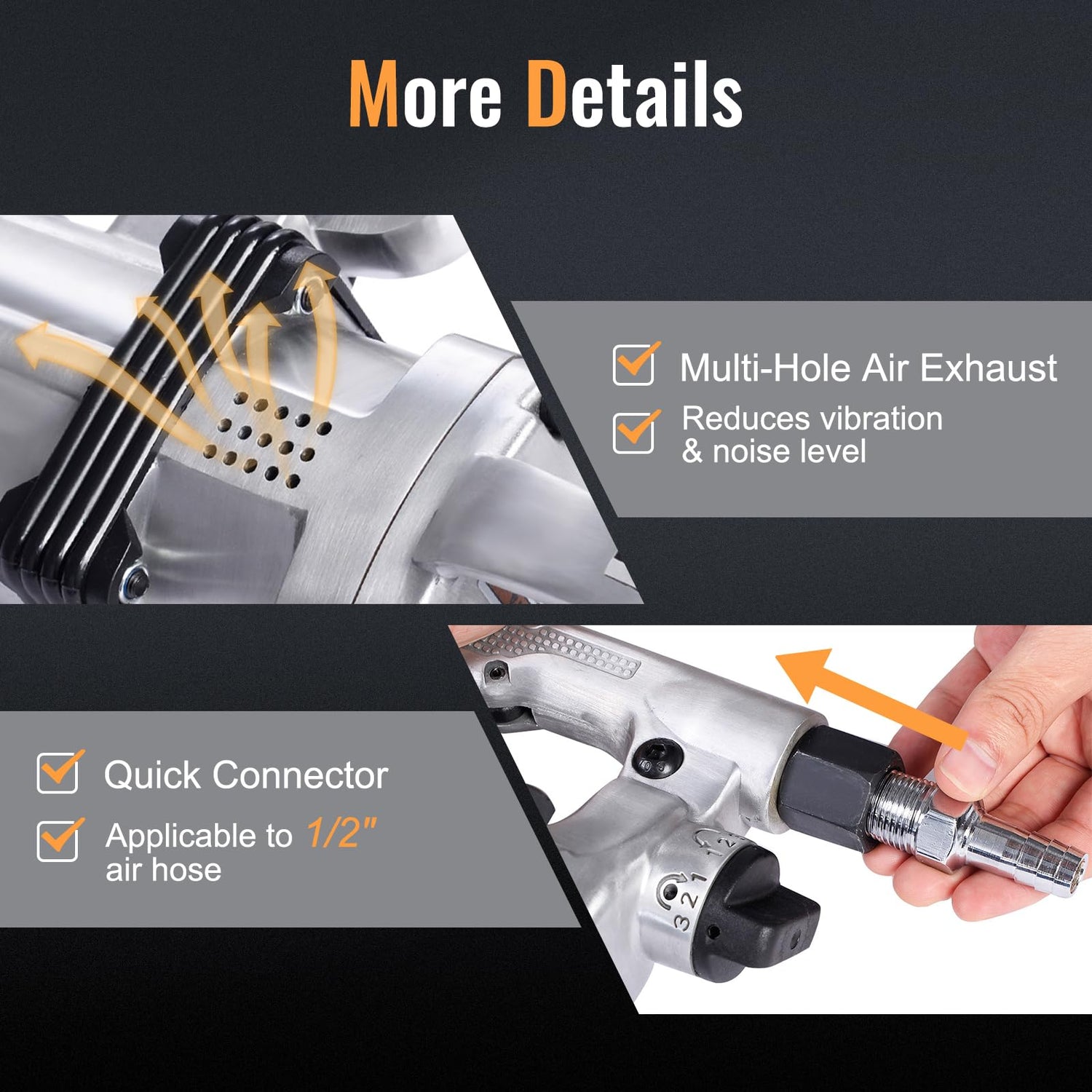 ERGOMASTER Air Impact Wrench Gun 1 Inch High Torque, Pneumatic Impact Wrench Set Heavy Duty w/ D Handle & Carrying Case, 1900 ft-lbs, 4200 RPM, for C ERGOMASTER