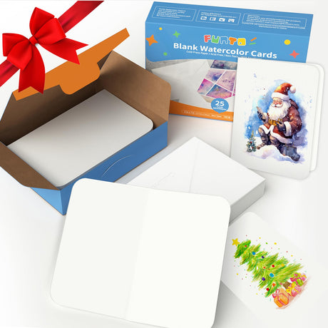 Funto Blank Watercolor Cards and Envelopes, 50 Cards, 5''x7'', 140lb/300gsm, White, Acid-Free, Heavyweight Paper for Watercolor Painting, Funto