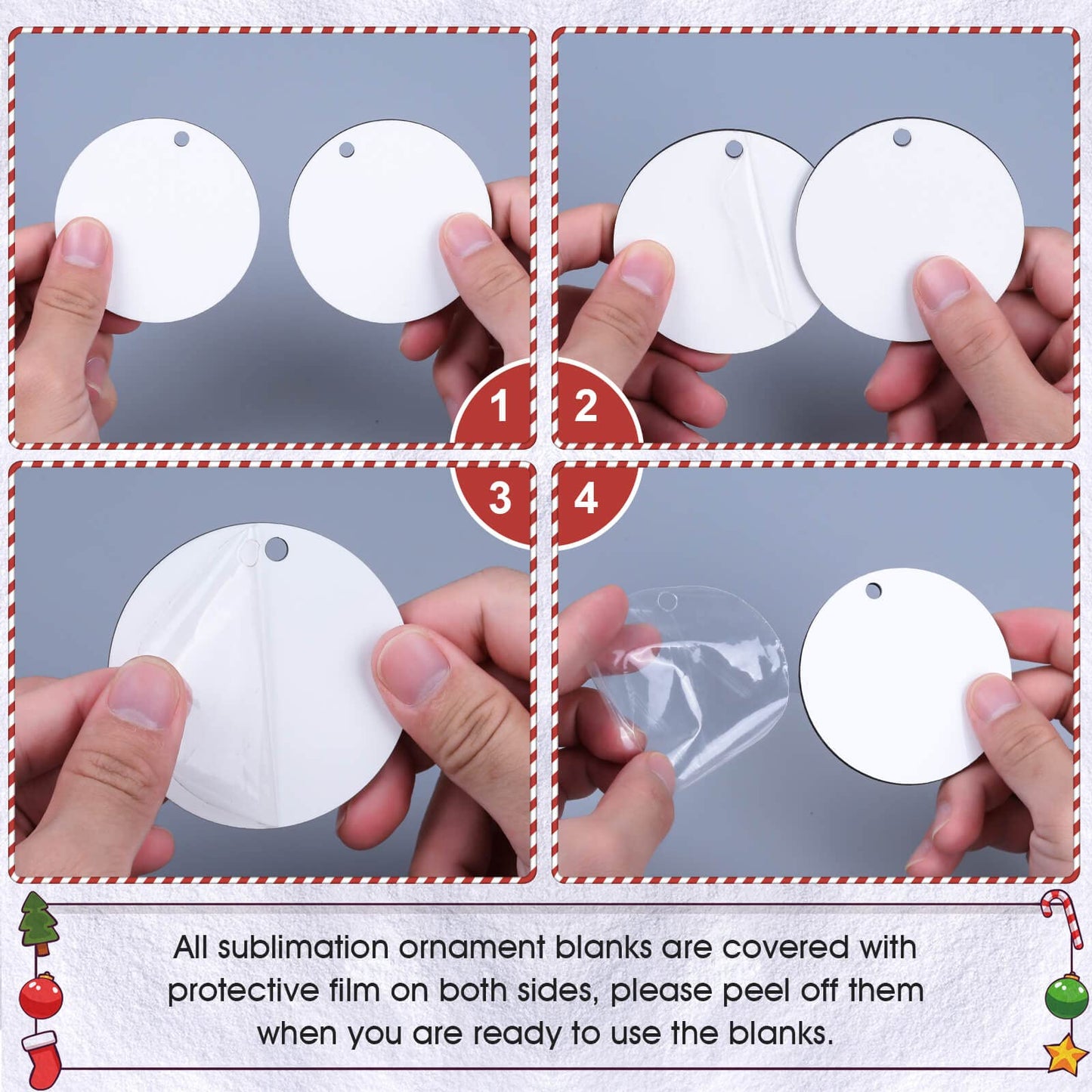 Sublimation Ornament Blanks, Cridoz 28Pcs Round Sublimation Blanks Pendants Bulk for Christmas Day and Halloween Day Ornaments Supplies, DIY