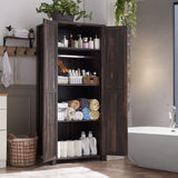 OKD 32'' Rustic Farmhouse Armoire with Adjustable Shelves and Barn Doors OKD