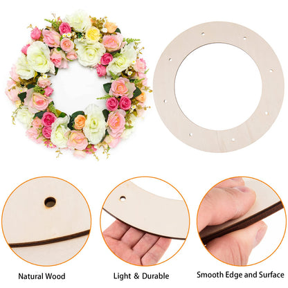 12 Pcs Wooden Wreath Frames for Crafts Unfinished Wooden Craft Floral Hoop Rings DIY Christmas Garland Wood Hanging Decorations for DIY Christmas