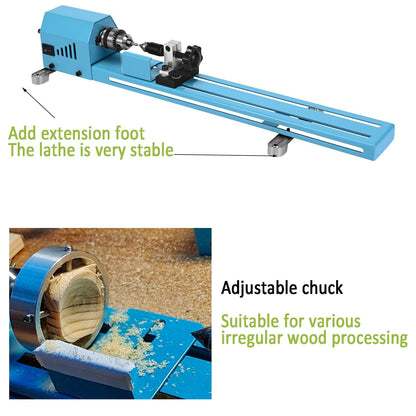 Mini Wood Lathe Machine Multi-Purpose Upgraded And Lengthened Processing Diameter 11inch Support Turning Cutting Sanding Polishing Wood, Professional - WoodArtSupply