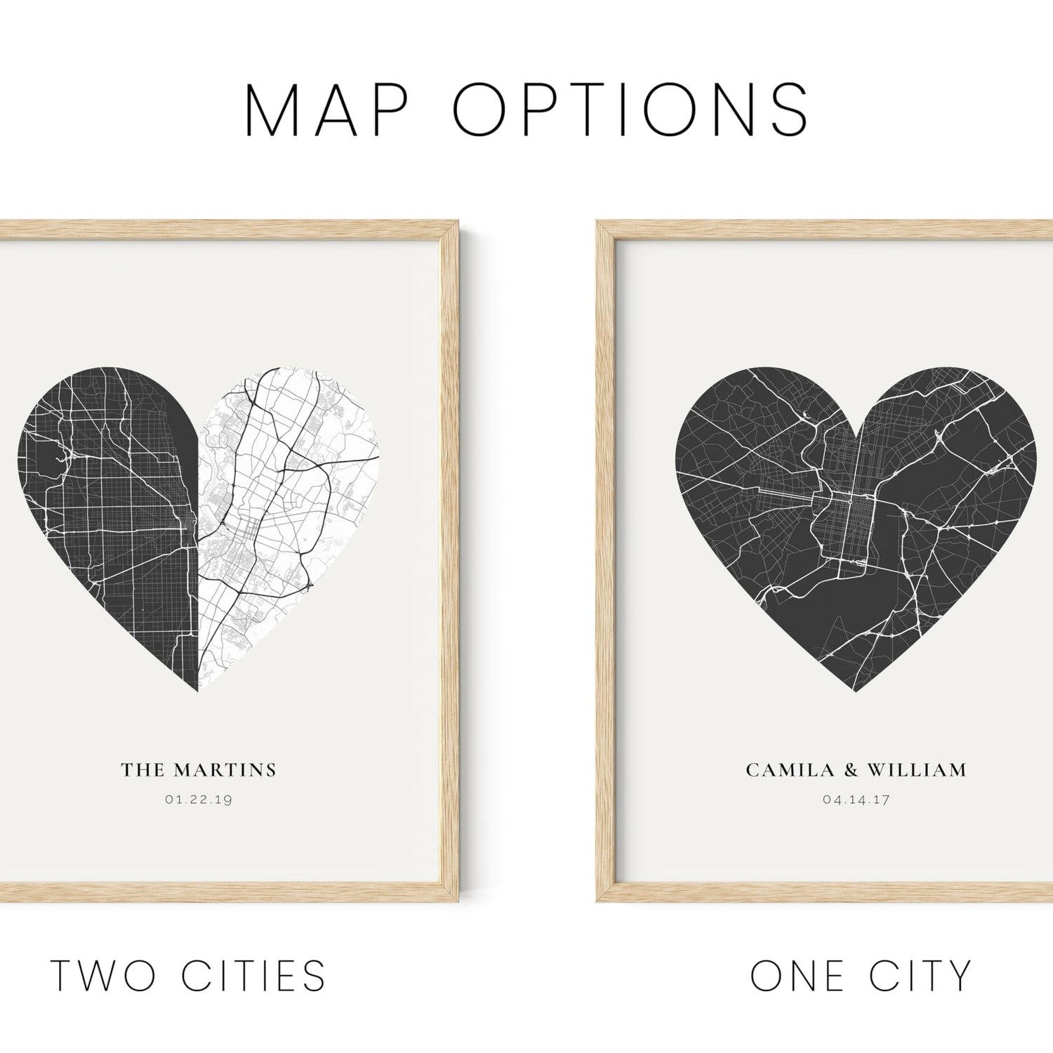 HAUS AND HUES Custom Heart Shaped Map Poster - Personalized Gift for Him & Her - Unique Couples Poster - Gift for Wedding, Newlyweds, Anniversary, HAUS AND HUES