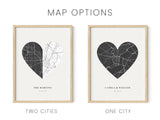 HAUS AND HUES Custom Heart Shaped Map Poster - Personalized Gift for Him & Her - Unique Couples Poster - Gift for Wedding, Newlyweds, Anniversary, HAUS AND HUES