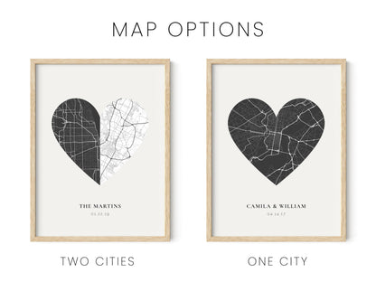 HAUS AND HUES Custom Heart Shaped Map Poster - Personalized Gift for Him & Her - Unique Couples Poster - Gift for Wedding, Newlyweds, Anniversary, - WoodArtSupply