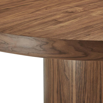 Modway Gratify 59" Round MDF Wood Dining Table in Walnut Finish