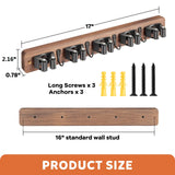 IMILLET Broom Holder Wall Mount, Wood Broom Holder with 5 Racks and 4 Hooks Broom Organizer, Laundry Room Organization and Storage, Mop Holder for IMILLET