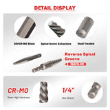 UYECOVE 15 Pieces Screw Extractor Set 6542/4341 HSS Cobalt Left Hand Drill Bit Broken Screw Extractor Kit with 1/4'' Adaptor, Stripped Screw UYECOVE