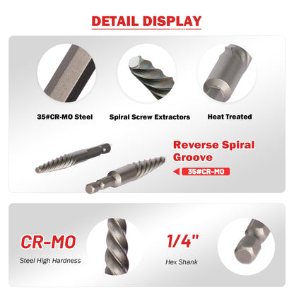 UYECOVE 15 Pieces Screw Extractor Set 6542/4341 HSS Cobalt Left Hand Drill Bit Broken Screw Extractor Kit with 1/4'' Adaptor, Stripped Screw - WoodArtSupply