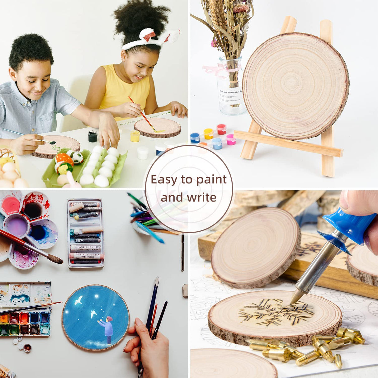 Maputune 8 Pcs 12-13 in Large Unfinished Wood Slices for Centerpieces, Natural Rustic Wooden Plate for DIY Craft, Round Wood Chips for Signage Maputune