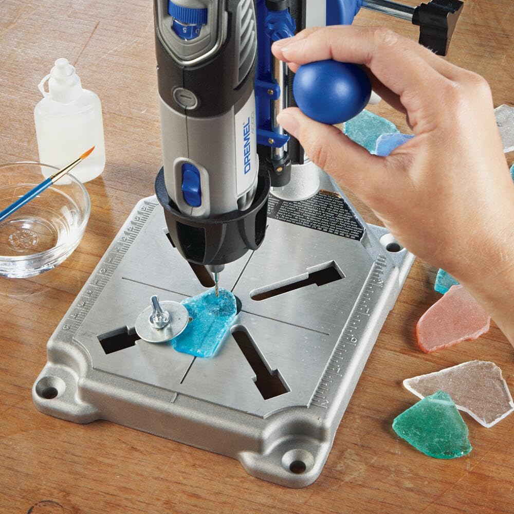 Dremel Drill Press Rotary Tool Workstation Stand with Wrench- 220-01- Mini Portable Press- Holder- 2 Inch Depth- Ideal for Drilling Perpendicular and