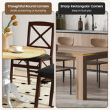 COSTWAY Round Dining Table for 4, 40-inch Wooden Kitchen Table With Solid Rubber Wood Frame, Curved Trestle Legs, Adjustable Foot Pads, Mid Century COSTWAY