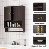 Mino Kesper Wooden Bathroom Wall Cabinet with Adjustable Shelf and Towel Rack Mino Kesper