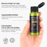 ARTEZA Iridescent Acrylic Paint, Set of 10 Chameleon Colors, 2 oz/60ml Bottles, High Viscosity Shimmer Water-Based, Blendable Paints, Art Supplies ARTEZA