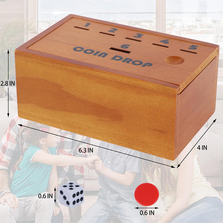 Juegoal Coin Drop Set, Pennies Dice Games for Kids and Adults, Wooden Tabletop Board Game Sets for 2-6 Player, Wood Penny Game Box Includes 48 Chips Juegoal