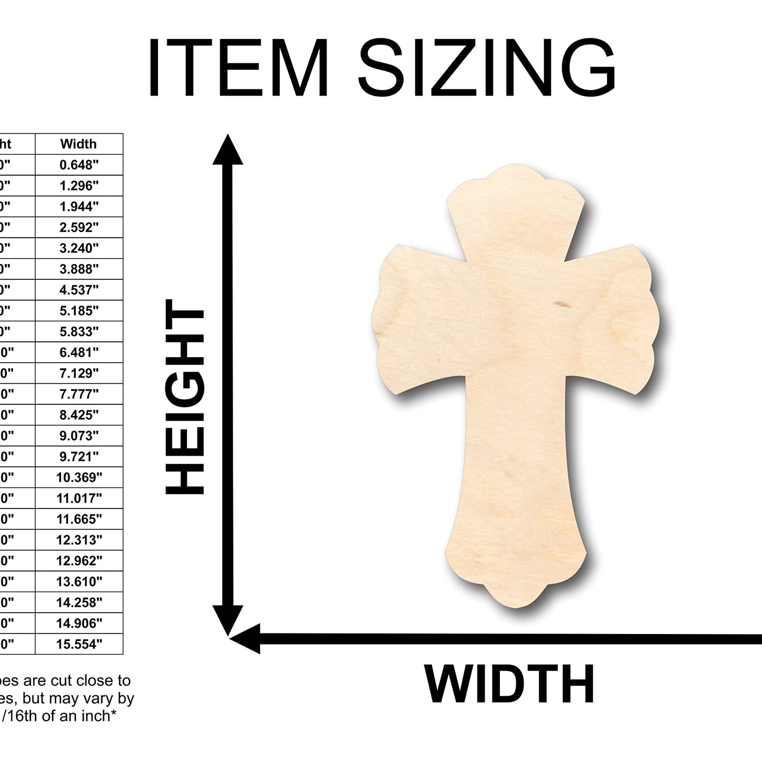 Unfinished Wood Cross Shape - Craft - up to 36" DIY 6" / 1/2" 24 Hour Crafts