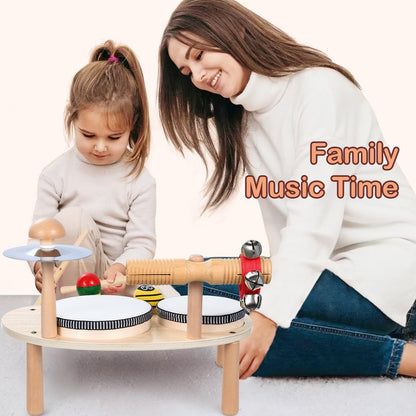 CozyBomB Kids Drum Set for Toddlers: Montessori Musical Instruments Set Toddler Toys - 7 in 1 Wooden Musical Kit Baby Sensory Educational Toys - - WoodArtSupply