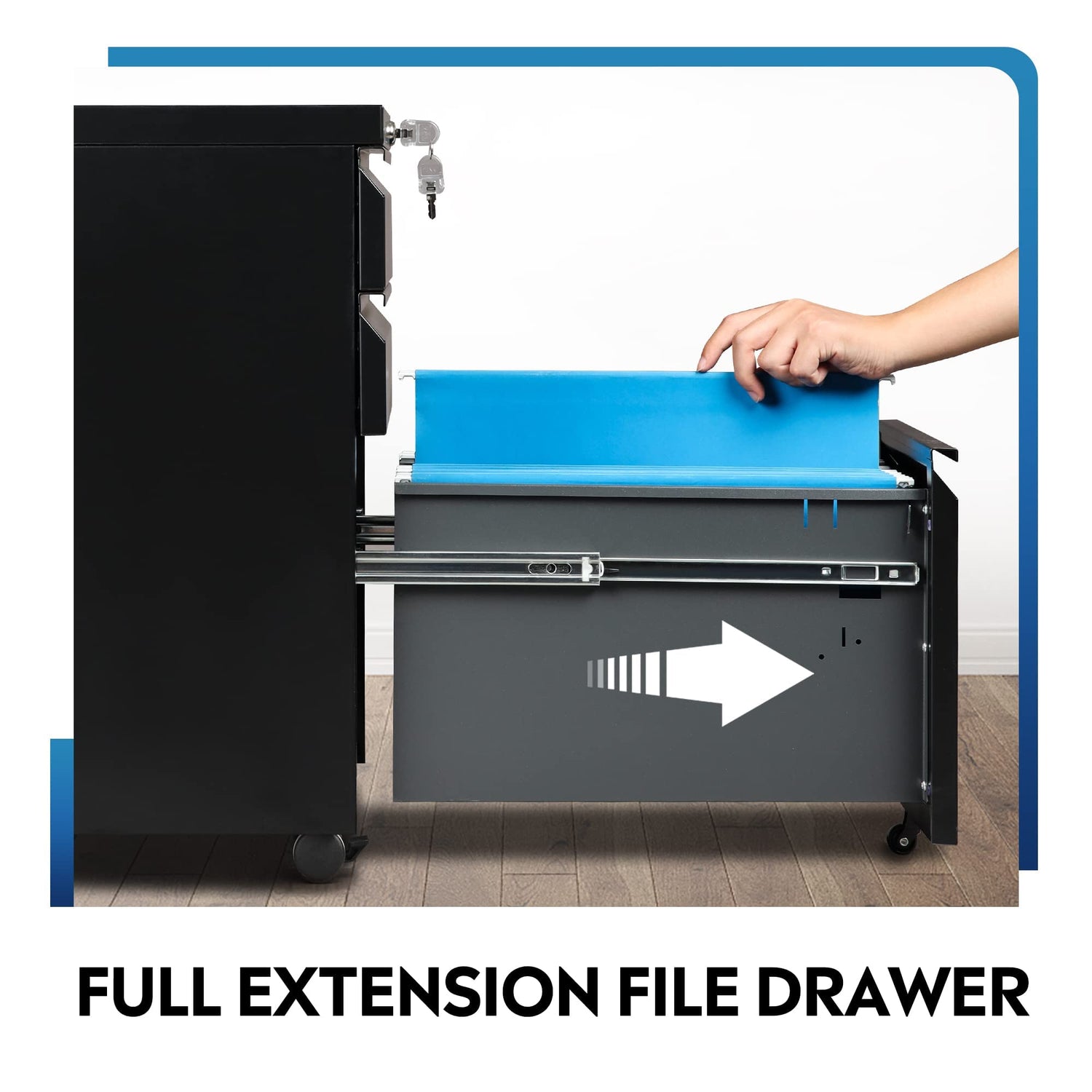 DEVAISE 3 Drawer Mobile File Cabinet Under Desk Office, Fully Assembled Except Casters, Letter/Legal Size, Black DEVAISE