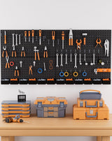 INCLY 158PCS Metal Pegboard Wall Organizer, 48x24 Inch Black Pegboard Panels Tool Organizer Kit with Accessories Hooks and Bins, Peg Board Utility INCLY