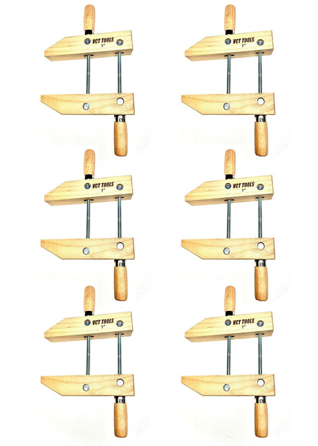 VCT 7" Inch Wooden Handscrew Clamp Hand Screw Clamps for Woodworking, 6 Pack VCT