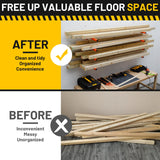 YYR Wood Organizer and Lumber Storage Rack Wall Mount, Heavy Duty Metal Shelf with 4-Level Holds Up 800 LBS, Indoor & Outdoor Use - Orange YYR