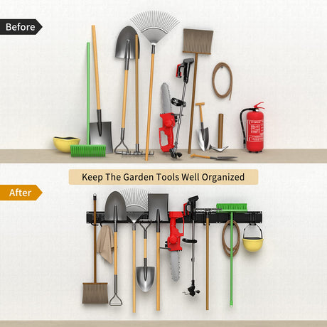 Garage Tool Organizer Wall Mount 11 PCS, Yard Garden Tool Organizer, Adjustable Garage Organizers with 8 Heavy Duty Hooks, Max Load 500lbs Garage Ailadl