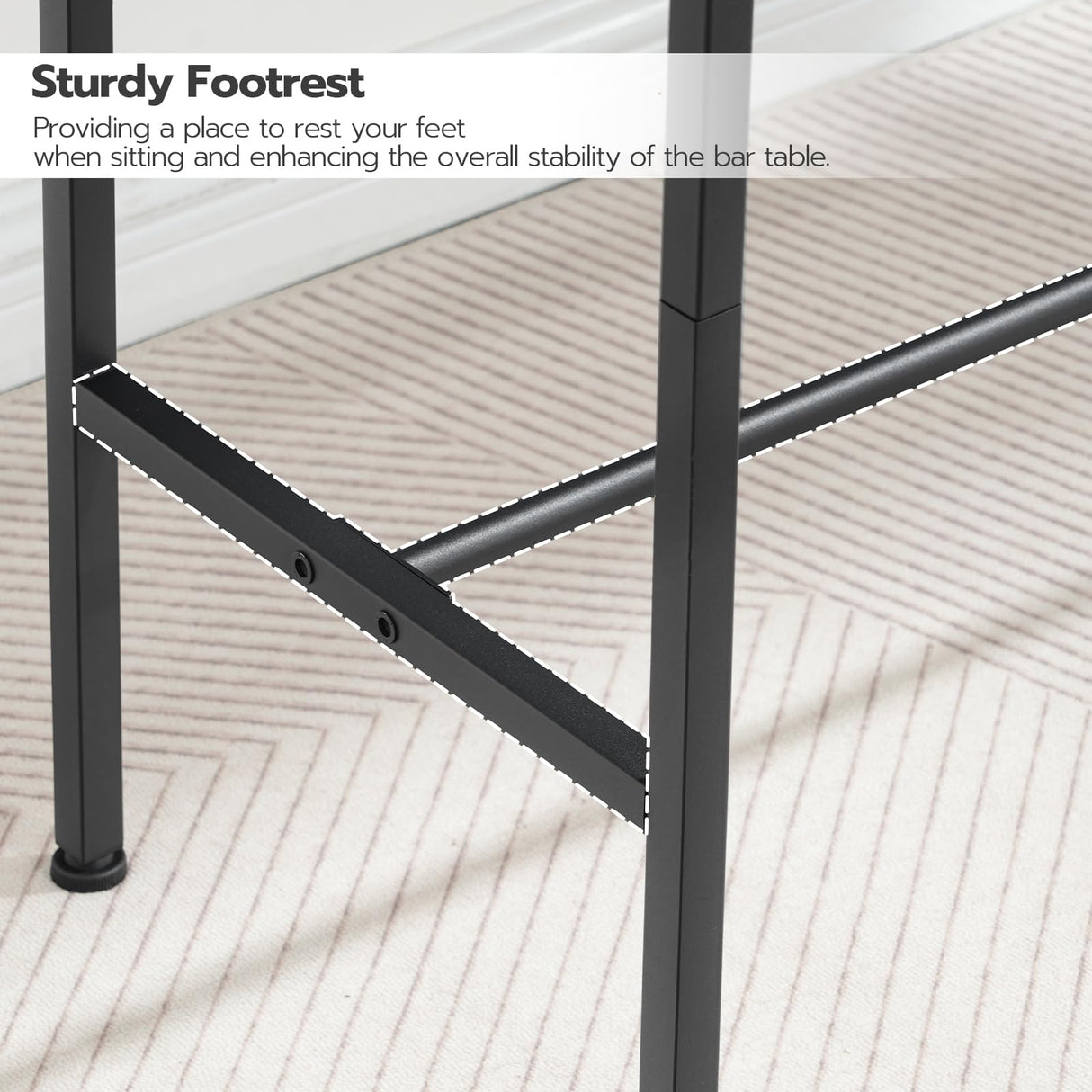 HOOBRO Bar Table, 47.1" Rectangular Pub Table, Tall Counter Height Pub Table, Long Bar Height Table for Small Space, Narrow High Top Table, Sturdy HOOBRO