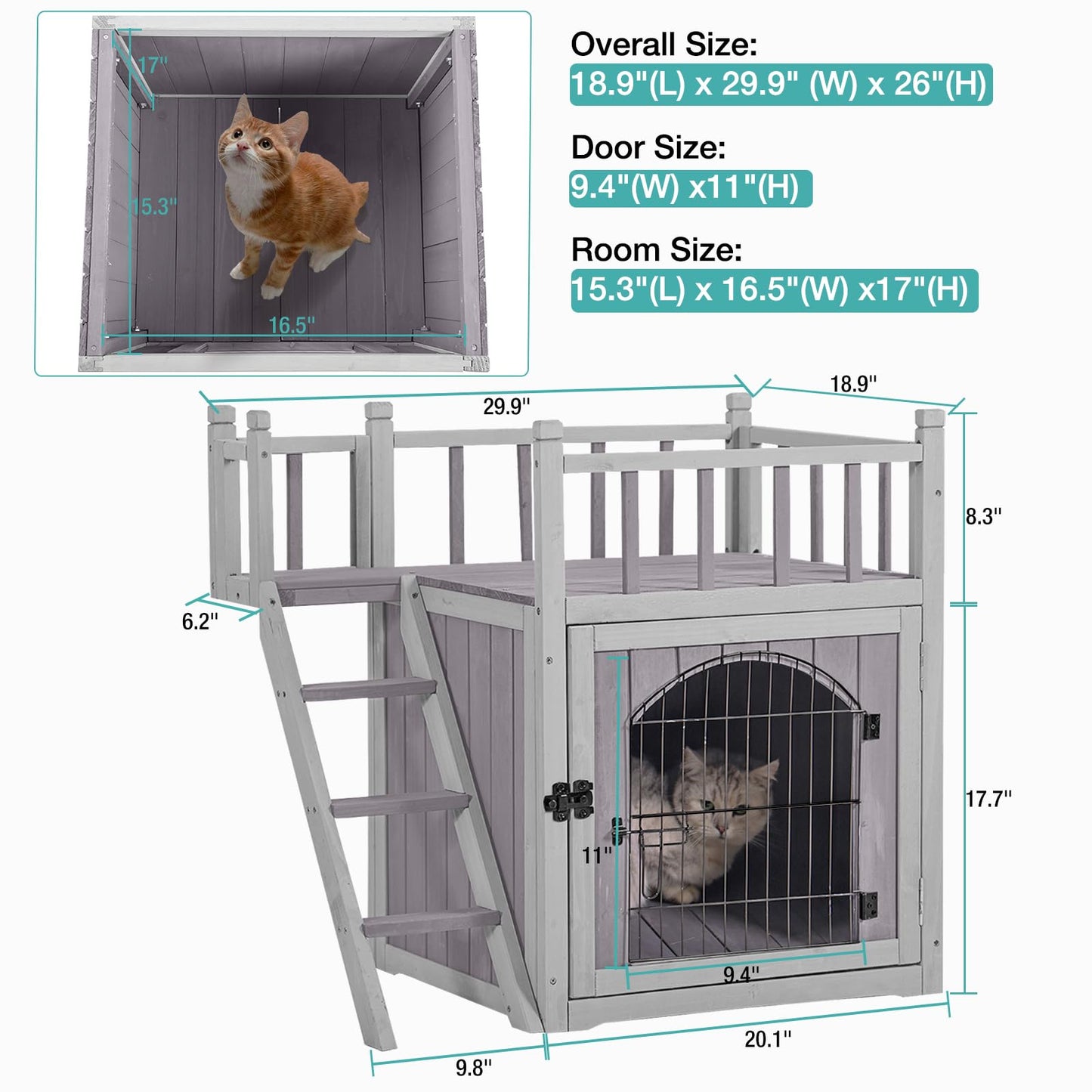 Suumerpety Weatherproof Outdoor Cat House,Feral Cats Shelter for Bunny Small Dogs (Small Cat House 8B)