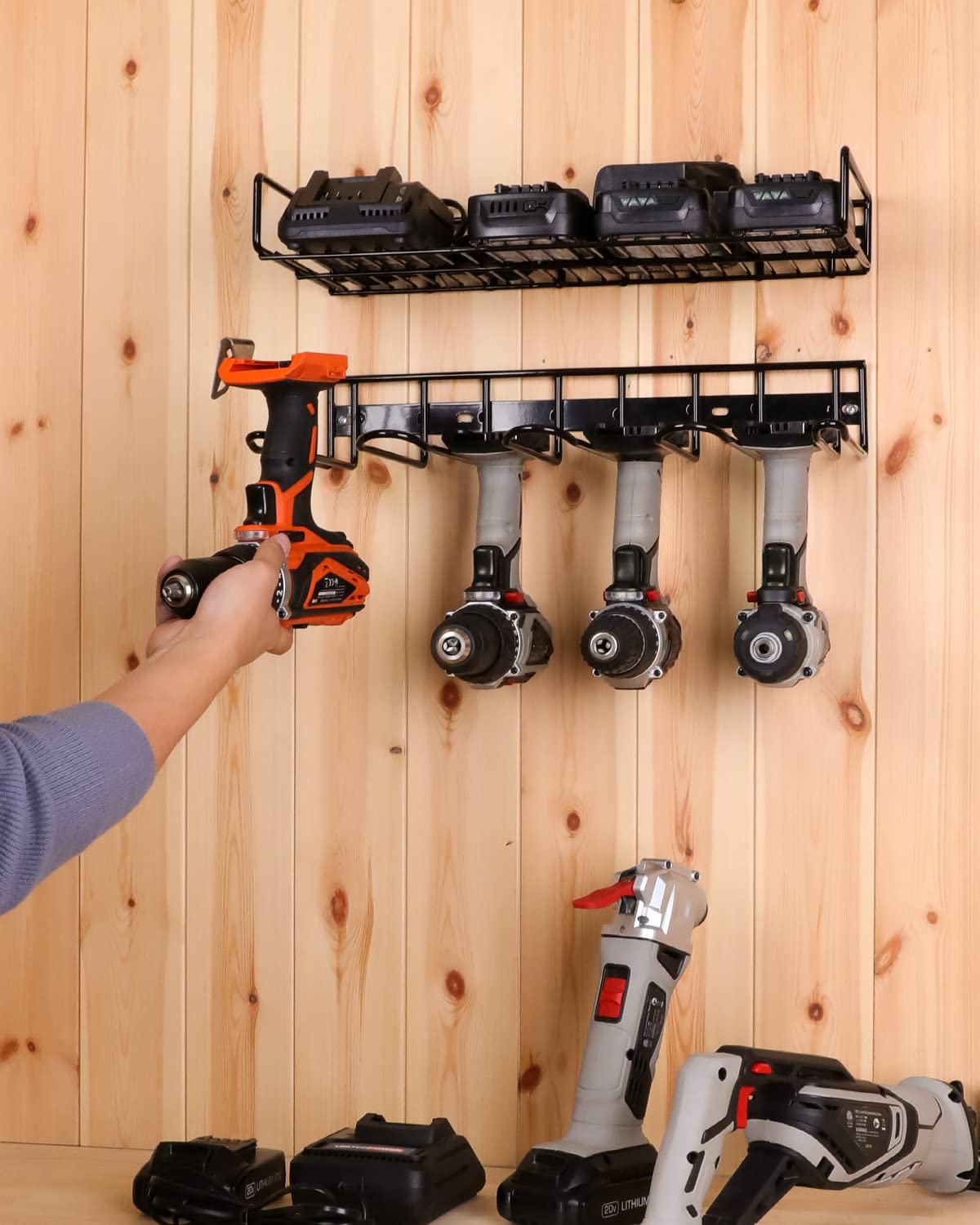 UNITEDPOWER Wall Mounted Power Tool Organizer Holder, Heavy Duty Utility Storage Rack for Battery Powered Hand Tools, Cordless Drill Rack and Tool - WoodArtSupply