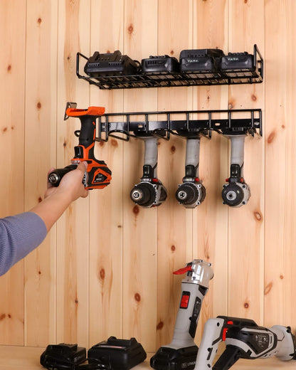 UNITEDPOWER Wall Mounted Power Tool Organizer Holder, Heavy Duty Utility Storage Rack for Battery Powered Hand Tools, Cordless Drill Rack and Tool - WoodArtSupply