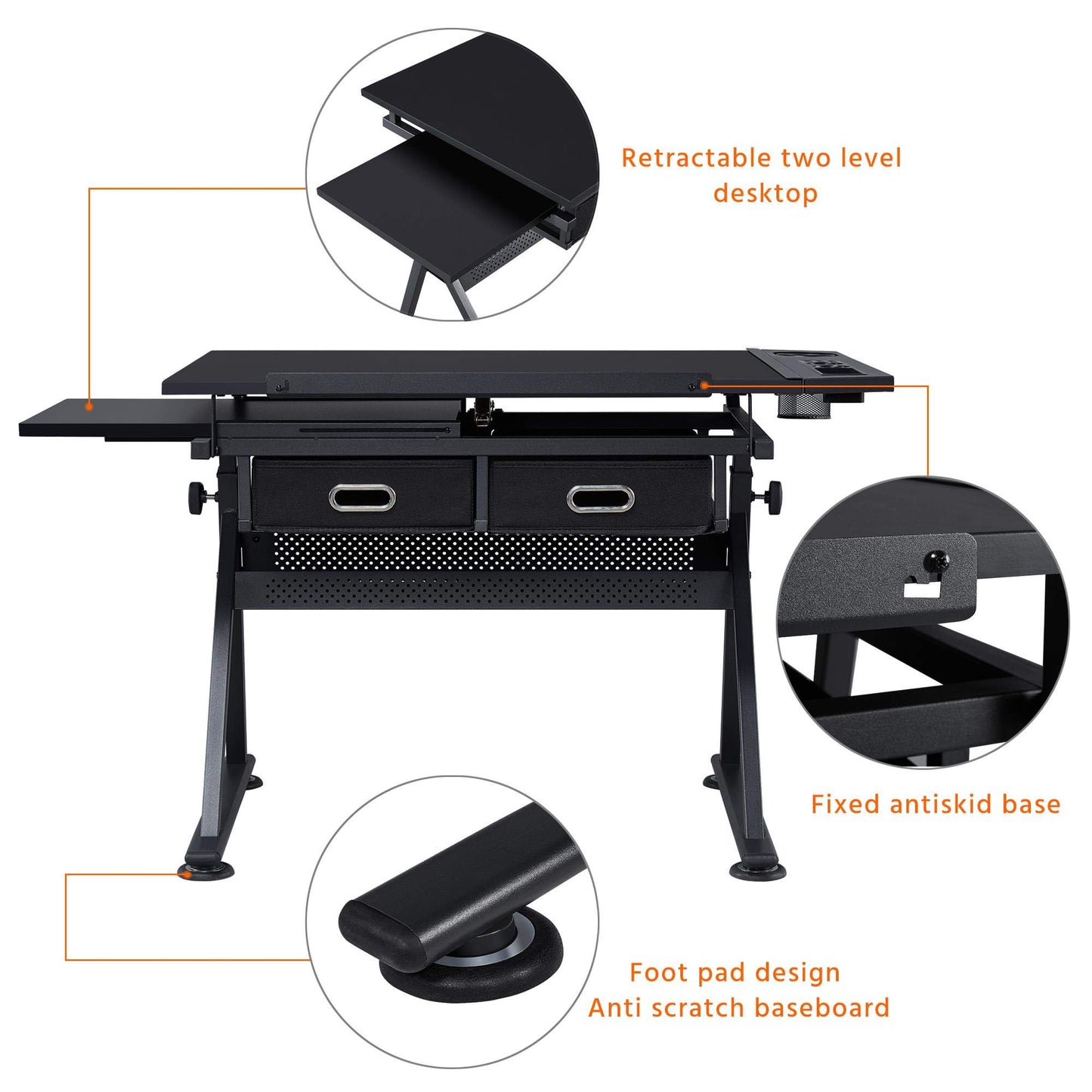 Topeakmart Drafting Table for Artists, Height Adjustable Drawing Draft Desk, Tiltable Tabletop, Art Craft Work Station with Extra Board for Diamond - WoodArtSupply