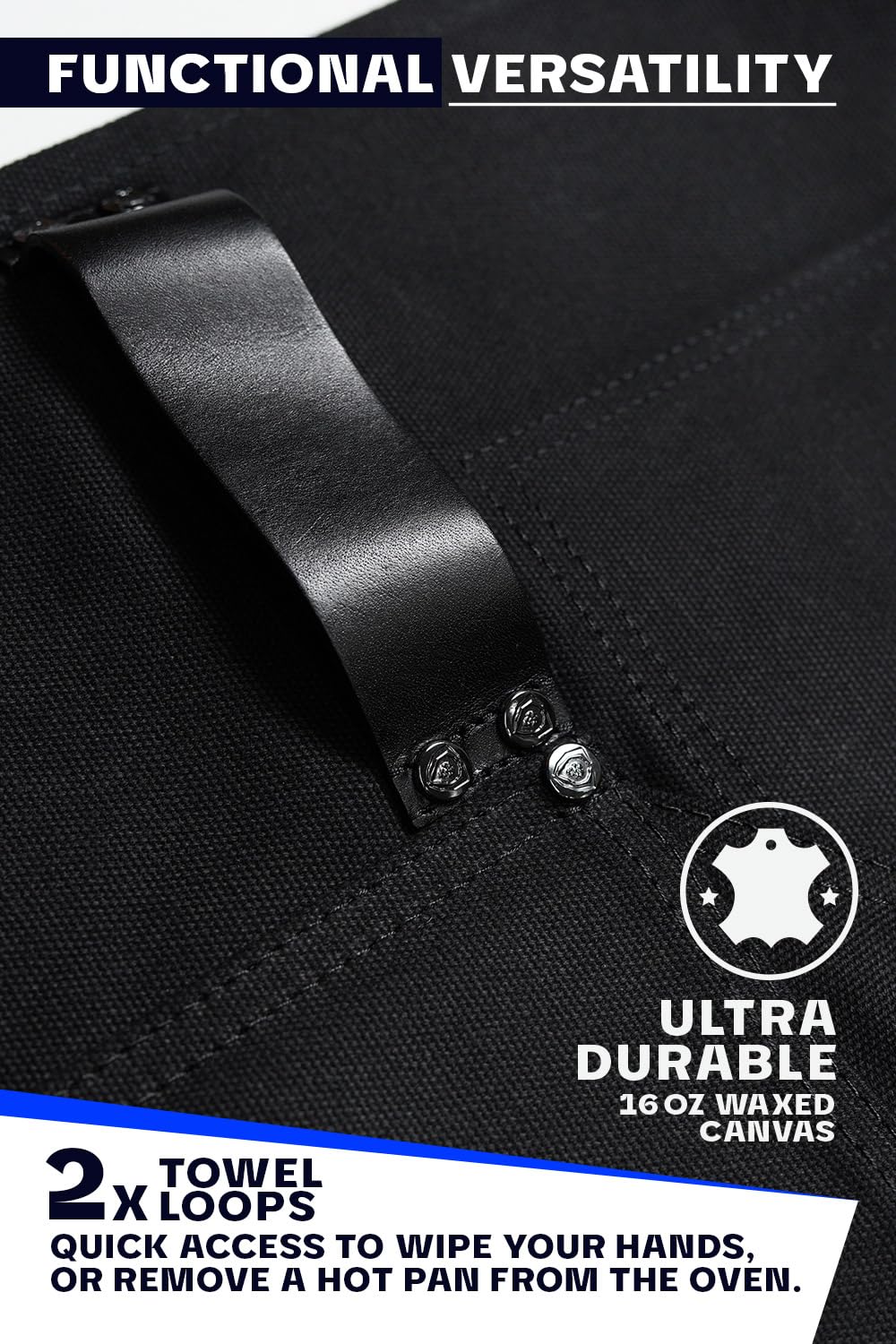 Dalstrong Professional Chef's Kitchen Apron - Sous Team 6" - Heavy Duty Waxed Canvas - 5 Storage Pockets + Towel & Tong Loop - Liquid Repellent Dalstrong