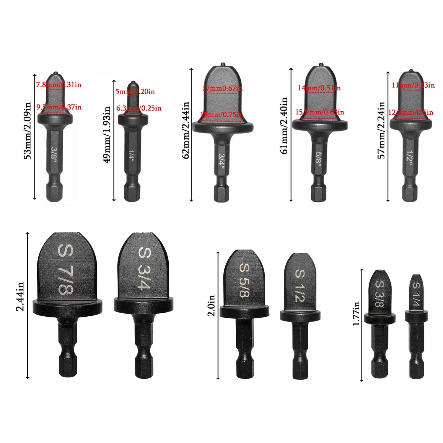 Copper Swaging Tool HVAC Drill, 11 Pcs HVAC Pipe Expander Tool Air Conditioner Manual Copper Pipe Swage Expander Drill Bit with 1/4'' 3/8'' 1/2'' TVlifams