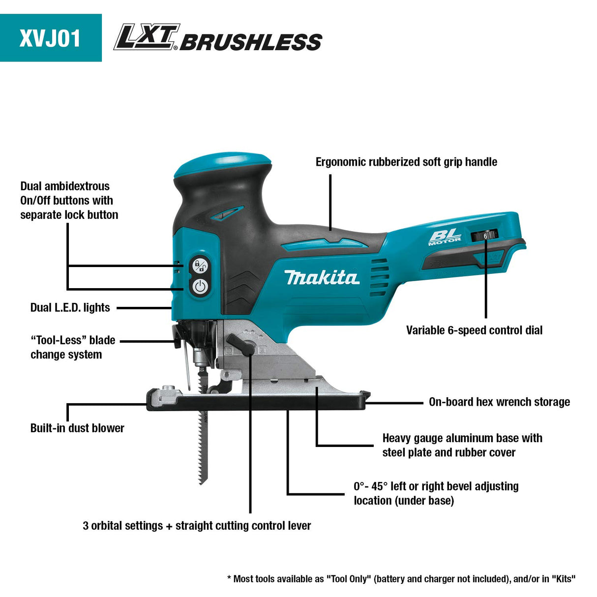 Makita XVJ01Z 18V LXT Brushless Barrel Grip Jig Saw Makita