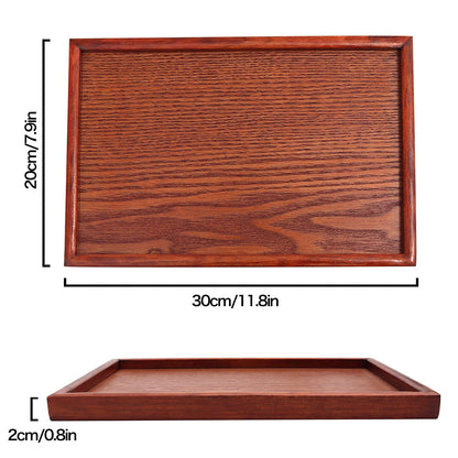 Solid Wood Serving Tray, Rectangle Non-Slip Tea Coffee Snack Plate, Food Meals Serving Tray with Raised Edges for Home Kitchen - WoodArtSupply