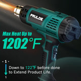 Heat Gun, PRULDE Variable Temperature Settings 122℉~1202℉ Fast Heat Hot Air Gun with 6.56Ft UL Cord for Vinyl Wrap, Crafts, Shrink Tubing/Wrapping, NEU MASTER