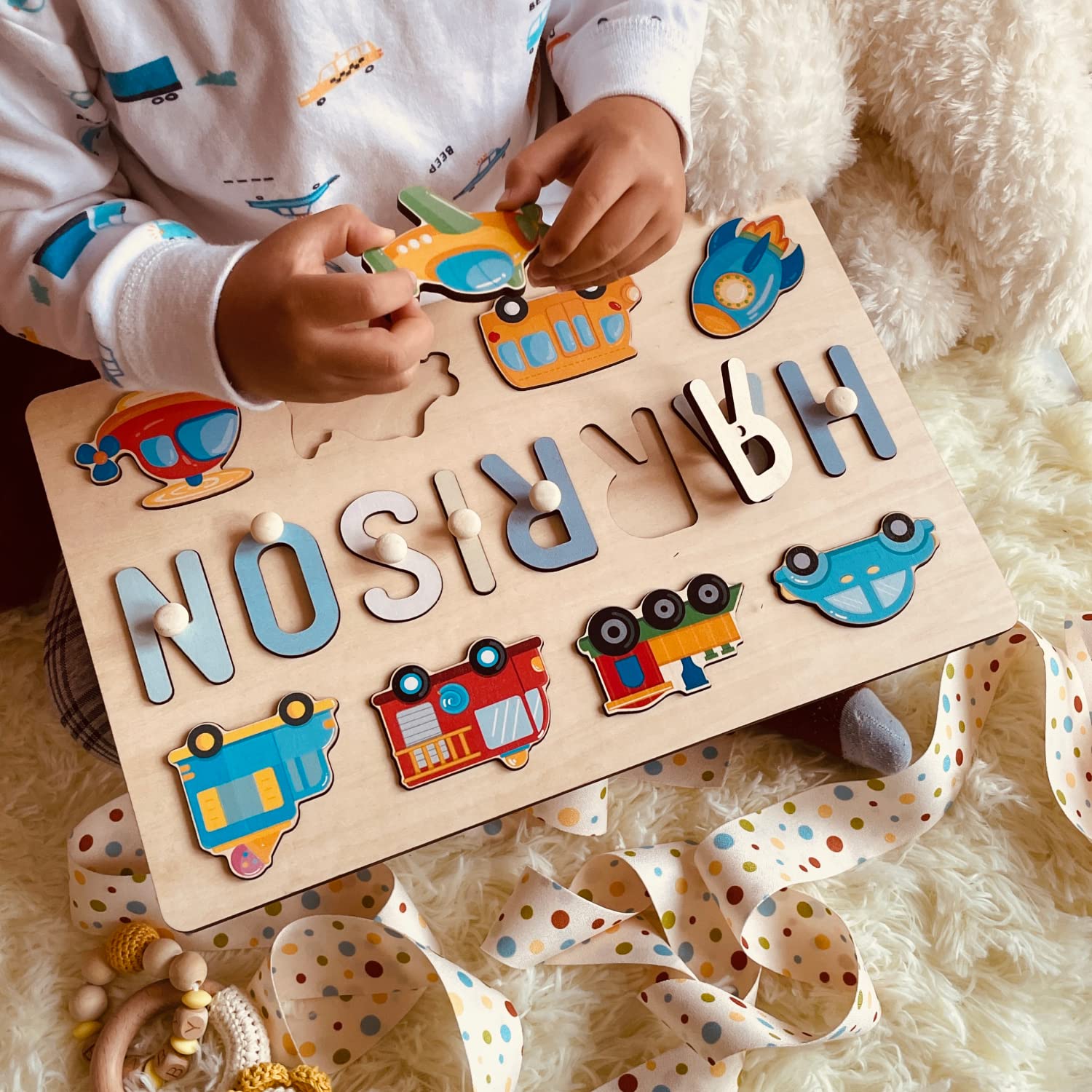 Name Puzzle for Kids Personalized, Easter Basket Stuffers for Toddler, with Gift Wrapping and Customizable Blessing on The Back PUREFLY