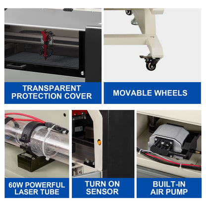 Monport 60W Auto Focus CO2 Laser Engraving and Cutting Machine with Larger Working Area(20"x 28") Laser Engraving Machine Support Laser Software Like - WoodArtSupply